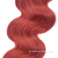 Amostra de cabelo de amostra grátis Cutícula alinhada Cabelo birmanês Cabelo indiano Onda de dois tons ombre 1b/Red Virgin Human Hair